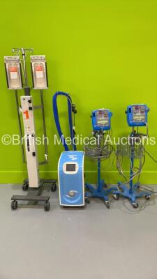 2 x GE Dinamap Pro 400V2 Vital Signs Monitors on Stands with Selection of Leads( 1 x Missing Dial), 2 x Paxman Scalp Cooler and 1 x Smith Level 1 System 1000 Fluid Warmer (All Power Up) *S/N AAX0823048SA / AAX08230146SA* **BRI**