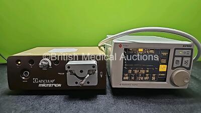 Mixed Lot Including 1 x Penlon AV900 Ventilator (Powers Up and Faulty Screen - See Photo), 1 x Aesculap Microtron Surgical Drill Motor Drive (Powers Up) *SN AV9020205 / 002351*