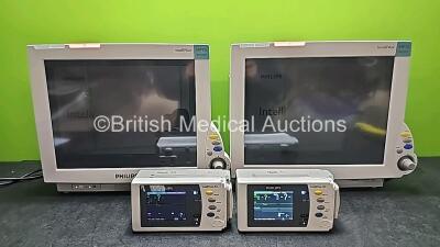 Job Lot Including 2 x Philips IntelliVue MP70 Neonatal Touch Screen Patient Monitors (Both Power Up) with 2 x Philips IntelliVue X2 Handheld Patient Monitors Including ECG, SpO2, NBP, Press and Temp Options (Both Power Up with Stock Batteries - Stock Batt