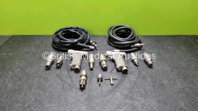 Job Lot Including 2 x Linvatec Hall Power Pro PRO6150 Pneumatic Modular Handpiece with 9 x Drill Attachments Including 1 x Reamer, 1 x Trinkle / AO, 3 x Jacobs, 1 x AO/ASIF, 1 x Zimmer / Hudson, 1 x Taper, 1 x Jacobs Key and 2 x Hoses