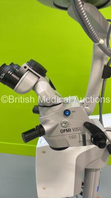 Carl Zeiss OPMI Visu 160 Surgical Microscope with f170 Binoculars, 2 x 12,5x Eyepieces, f 200 APO Lens and Footswitch on S7 Stand (Powers Up - Blown Bulb) *S/N 302605-9001-000* - 3