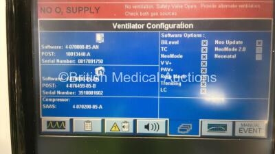 Nellcor Puritan Bennett 840 Ventilator System Software Version 4-070000-85-AN Running Hours 30844 with Hoses (Powers Up with 110V Power Supply - Power Supply Not Included) - 2