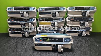 10 x CareFusion Alaris CC Plus Syringe Pumps (All Power Up and 3 x Missing Labels - See Photos) *SN 13556642 / 135056675 / 135056692 / 135056661 / 135051850 / 135033315 / 135056643 / 135056667 / 135056680 / 135056639*