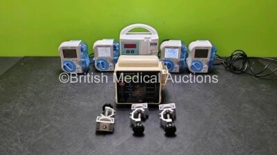 Mixed Lot Lot Including 4 x Abbott FreeGo External Feeding Pumps (3 x Power Up) with 2 x Power Supplies and 3 x Brackets, 1 x Flexiflo Patrol External Pump and 1 x Criticare Model 506DXNT Patient Monitor *SN 21AF14015038 / 21 AF14094009 / 21AF13339029 / 