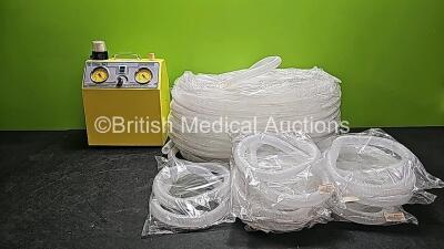 Mixed Lot Including 1 x Oxy-Litre Victor-Vac Suction Pump (Untested Due to Cut Cable) and Breathing Tubes