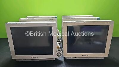 6 x Philips MP70 Patient Monitors (All Power Up - All with Damage to Casing)