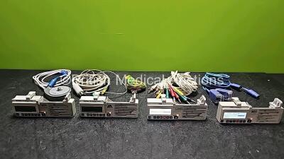 Mixed Lot Including 1 x Sunray Toco Transducer, 4 x CME Mckinley T34 Syringe Pumps (All Power Up with Stock Battery - Stock Battery Not Included) and Various Patient Monitoring Leads *SN 91224-05048-MAR043 / S30470 / S03004942 / S40003 / 20618*