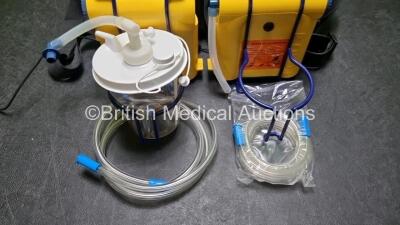 2 x Laerdal Compact Suction 4 Units (Both Power Up) in Carry Case with 1 x Cup, 1 x Power Supply and 2 x Hoses *SN 13502A0030 / 130502A0022* - 2