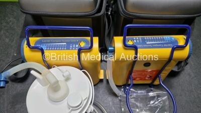 2 x Laerdal Compact Suction 4 Units (Both Power Up) in Carry Case with 1 x Cup, 1 x Power Supply and 2 x Hoses *SN 13502A0030 / 130502A0022* - 3