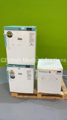 2 x Lec Medical Fridges and 1 x Labcold Pharmacy Fridge (All Power Up with 1 x Key, 2 Unable to Open)