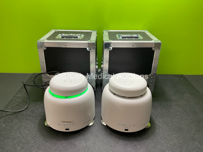 2 x Genesig Q32 GEN 2 PCR Machine with 1 x Power Supply in Transport Cases (Both Power Up)