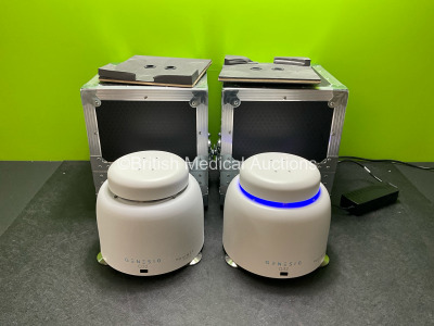 2 x Genesig Q32 GEN 2 PCR Machine with 1 x Power Supply in Transport Cases (Both Power Up)