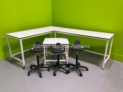 3 x Table Form Trespa Tables with 3 x Chairs