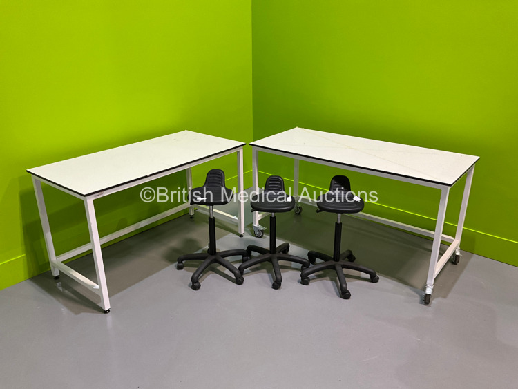 2 xTable Form Trespa Tables with 3 x Chairs