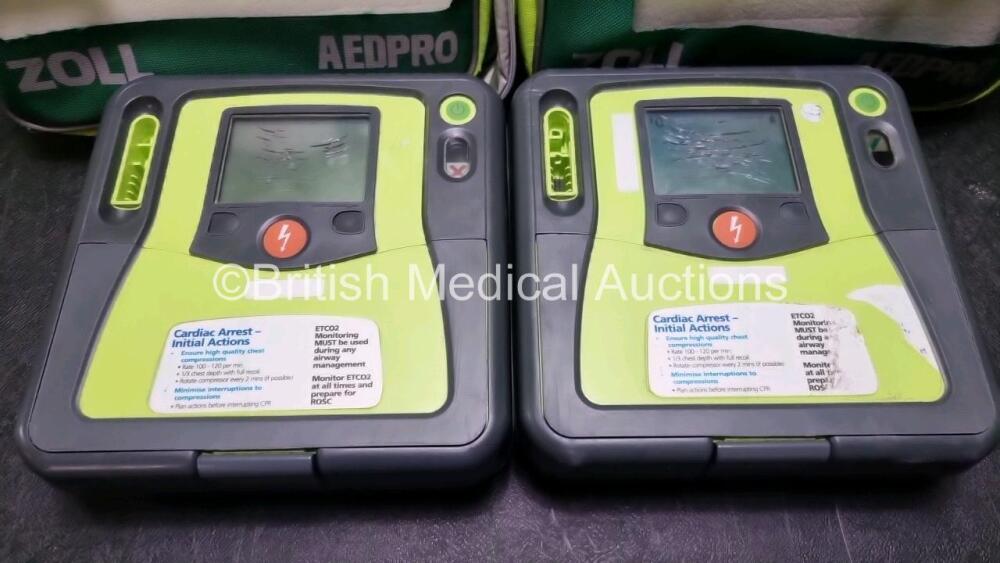2 x Zoll AED PRO Defibrillators (Both Power Up with Damage to Screen