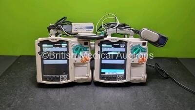 2 x Philips Heartstart MRx Defibrillators (Both Power Up) Including Pacer ,ECG, C02 and Printer Options with 2 x Paddle Leads, 2 x Philips M3725A Test Loads, 2 x Laerdal QCPR Meters, 2 x Philips M3538A Batteries and 2 x Philips M3539A Modules