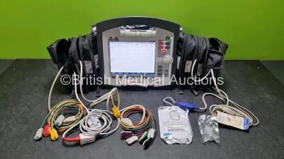 GS Corpuls3 Slim Defibrillator Ref : 04301 (Powers Up) with Corpuls Patient Box Ref : 04200 (Powers Up) with Pacer, Oximetry, ECG-D, ECG-M, CO2, CPR, NIBP and Printer Options, 4 and 6 Lead ECG Leads, Hose, Paddle Lead, CO2 Cable, 3 x Batteries (All Flat) 