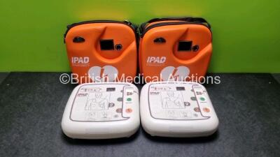 2 x CU Medical Systems Inc iPAD Intelligent Public Access Defibrillators *Mfd - 2016* (Both Power Up) In Carry Cases