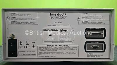 FMS Duo+ Fluid Management System Ref 284580 with Footswitch (Powers Up) *SN F38AX1577 / 1021F5399* - 5