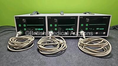 3 x HME LifePulse LP10/B Monitors (All Power Up) with 3 x ECG Trunk Cables