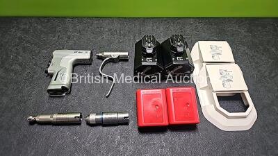 Job Lot Including 1 x Stryker System 8 Cordless Driver with 1 x Stryker AO Small Drill 4100-110-000, 1 x Stryker Sagittal Saw 4100-400-000, 1 x Stryker Wire Collet 4100-062-000, 2 x Stryker SmartLife Aseptic Housings Ref 7222-120-000, 2 x Stryker SmartLif