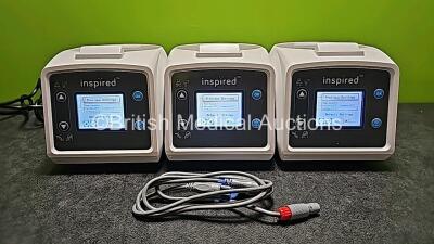 3 x Inspired VHB20 Heated Humidifiers with 1 x Heater Wire Adaptors *Mfd 2021* (All Power Up)