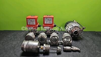 Job Lot Including 1 x Electric Actuator MiT-UniD-CnS Model UM-1 , 1 x Electric Actuator MiT-UniD-CnS Model UM1 , 4 x Rotoflow Fluid-O-Tech s.r.l Units, 1 x Getinge Valve P500M 02-03.02 C1, 1 x GETINGE Sterilizer Pneumatic Valve 550 10D 937 510G1 99023194 