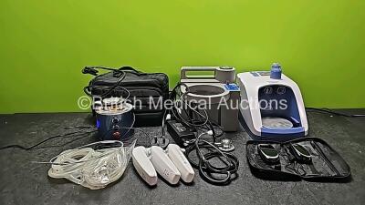 Mixed Lot Including 1 x Neater Powered Drinker (Powers Up with Stock Power Supply - Stock Power Supply Not Included) with Accessories in Carry Bag, 3 x Scan Infrared Ear Thermometers, 1 x Stethoscope, 2 x Accu-Chek Performa Nano Blood Glucose Monitors, 1 