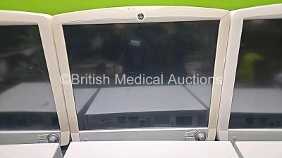 Job Lot Including 3 x GE D19KT Display Monitors (All Power Up,1 x Cracked Casing and 3 x Scratched Screens - See Photos) and 3 x Carescape C1-CPU Base Units (All Power Up, 2 x Damaged Casings - See Photos) *SN SED12051659GA / DTL311K0341 / DTN441K3767 / S - 4