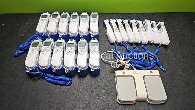 Mixed Lot Including 21 x Covidien Genius 2 Thermometers (12 x With Base, 9 x Without Base and 9 x Damaged - See Photo) and 1 x Seers Medical Rainbow Foot Controller - 2