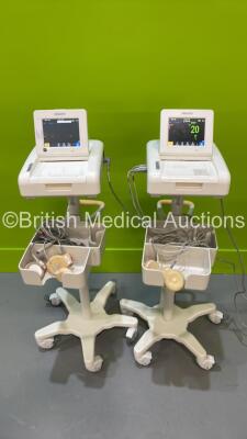 1 x Philips Avalon FM30 Fetal Monitor on Stand with 3 x Transducers and 1 x Philips FM20 Fetal Monitor on Stand with 2 x Transducers (Both Power Up) *S/N DE65932973 / DE45735623*