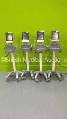 4 x Mindray VS-900 Vital Signs Monitors on Stands with Selection of Leads (All Power Up - 1 x Missing Side Cover - See Pictures) *S/N FV-79018694 / FV-6B03523 / FV-79018690*