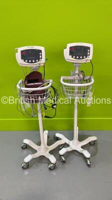 2 x Welch Allyn 53N00 Vital Signs Monitors on Stands (Both Power Up) *S/N JA118988 / JA124977*