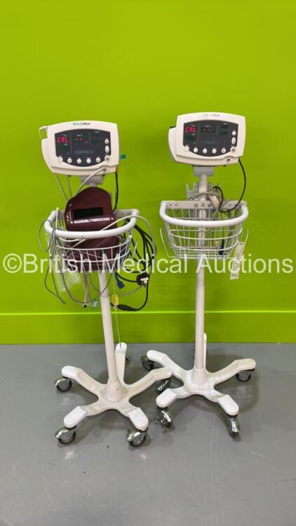 2 x Welch Allyn 53N00 Vital Signs Monitors on Stands (Both Power Up) *S/N JA118988 / JA124977*