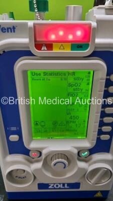 Zoll Z-Vent 731 Series Ventilator *Mfd 2019* EMV Version 05.22.00, SPM Version 05.20.00, Hours of Operation - 10 Minutes (Powers Up - Like New) In Case with 3 x Wye Ventilator Circuits Ref 820-0106-00, 1 x Infants Circuit Kit Ref 499-0027-0, 1 x Hose Ref - 5