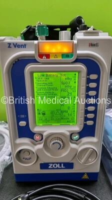 Zoll Z-Vent 731 Series Ventilator *Mfd 2019* EMV Version 05.22.00, SPM Version 05.20.00, Hours of Operation - 2 Minutes (Powers Up - Like New) In Case with 1 x Infants Circuit Kit Ref 499-0027-0, 1 x Hose Ref HA1DSX1.B and 1 x AC / DC Power Supply - 2