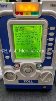 Zoll Z-Vent 731 Series Ventilator *Mfd 2019* EMV Version 05.22.00, SPM Version 05.20.00, Hours of Operation - 2 Minutes (Powers Up - Like New) In Case with 1 x Infants Circuit Kit Ref 499-0027-0, 1 x Hose Ref HA1DSX1.B and 1 x AC / DC Power Supply - 3