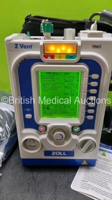 Zoll Z-Vent 731 Series Ventilator *Mfd 2019* EMV Version 05.22.00, SPM Version 05.20.00, Hours of Operation - 9 Minutes (Powers Up - Like New) In Case with 1 x Infants Circuit Kit Ref 499-0027-0, 1 x Hose Ref HA1DSX1.B and 1 x AC / DC Power Supply - 2