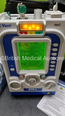 Zoll Z-Vent 731 Series Ventilator *Mfd 2019* EMV Version 05.22.00, SPM Version 05.20.00, Hours of Operation - 9 Minutes (Powers Up - Like New) In Case with 1 x Infants Circuit Kit Ref 499-0027-0, 1 x Hose Ref HA1DSX1.B and 1 x AC / DC Power Supply - 3