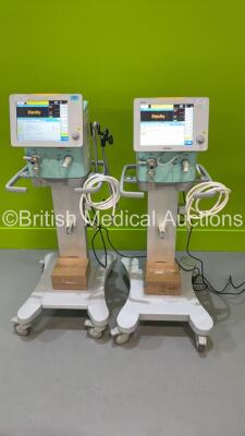 2 x Aeonmed VG70 Ventilators Software Version 2.00 - Running Time - 22 Mins and 30 Mins with Hoses (Both Power Up - 1 x Missing Wheel - See Pictures) *S/N VG70 (E) XZZT23774 / VG70 (E) XZZS34522*