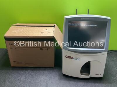 Instrumentation Laboratory GEM 4000 Premier Blood Gas Analyzer with GEM 4000 PAK Sensor and Cartridge *Expires 2024-01-18* (Powers Up with Crack in Casing - See Photos) *HDD Removed* **SN 16049777**