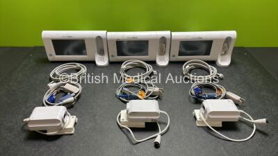 3 x Welch Allyn Connex Touch Screen SPOT Vital Signs Monitors with 3 x Power Supplies, 3 x SpO2 Leads and 3 x 3 x Hoses (All Power Up)