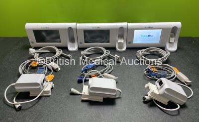 3 x Welch Allyn Connex Touch Screen SPOT Vital Signs Monitors with 3 x Power Supplies, 3 x SpO2 Leads and 3 x 3 x Hoses (All Power Up)