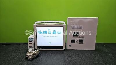 GE Carescape B450 Touch Screen Patient Monitor *Mfd 2014* with 1 x GE Type E-PSMP-01 Module Including ECG, SpO2, T1, T2, P1, P2 and NIBP Options *Mfd 2014*, 1 x ECG Trunk and 1 x User Manual (Powers Up)