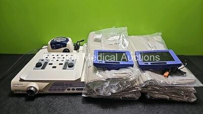 Mixed Lot Including 1 x Olympus EVIS Lucera CV-260SL* Spares/Repairs*, 18 x Physio-Med Leg Splints (6 x in Photo - 18 x in Total), 1 x ResMed Autoset Spirit II S8 (Powers Up), 1 x Aurical Audiometer Control Panel and 2 x ETVIEW VivaSightMAx Continuous Air