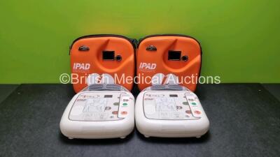 2 x CU Medical Systems Inc iPAD Intelligent Public Access Defibrillators *Mfd - 2015* (Both Power Up) In Carry Cases