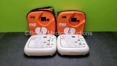 2 x CU Medical Systems Inc iPAD Intelligent Public Access Defibrillators *Mfd - 2015* (Both Power Up) In Carry Cases