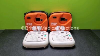 2 x CU Medical Systems Inc iPAD Intelligent Public Access Defibrillators *Mfd - 2016* (Both Power Up) In Carry Cases