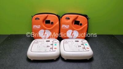 2 x CU Medical Systems Inc iPAD Intelligent Public Access Defibrillators *Mfd - 2016* (Both Power Up) In Carry Cases