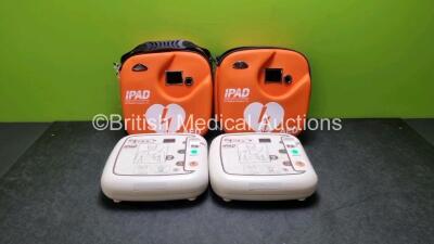 2 x CU Medical Systems Inc iPAD Intelligent Public Access Defibrillators *Mfd - 2016* (Both Power Up) In Carry Cases